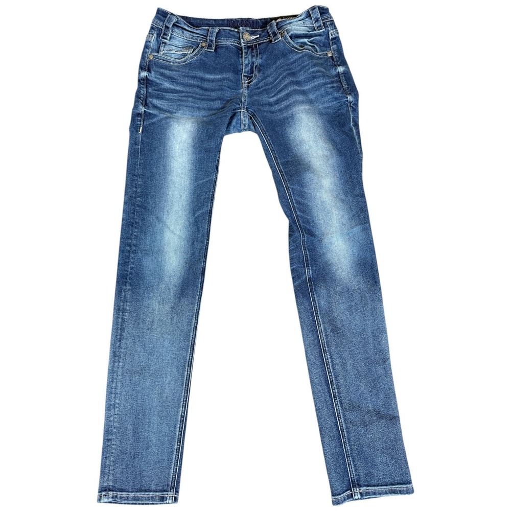 Rock & Roll Cowgirl Jeans Womens 28x32 Skinny Mid Rise Blue Denim Distressed Y2K
